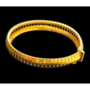14k Gold Plated Sterling Silver Flexible Bangle Bracelet Vintage QVC HSN